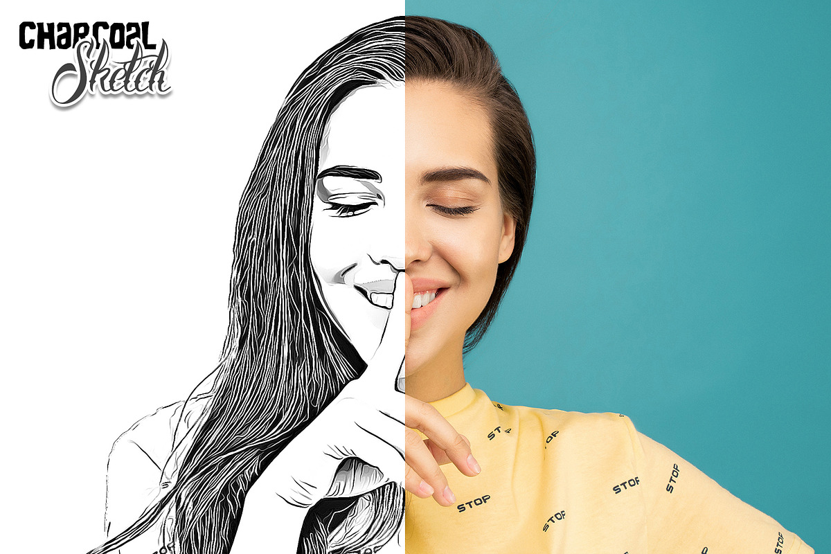 Charcoal Sketch Photoshop Action, an Action Add-On by KnightWipers (Photo 5 of 5)