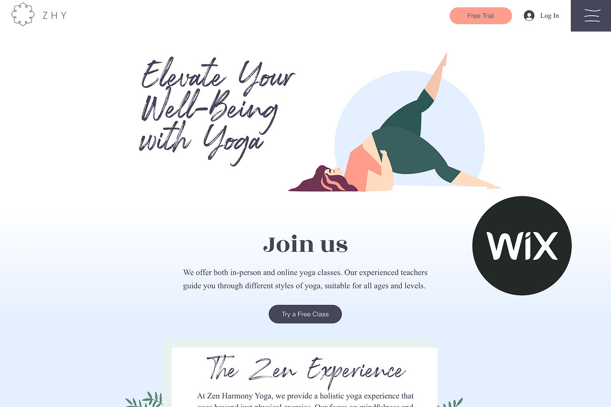 Yoga website template, a Wix Template by PATCHPO (Photo 1 of 9)
