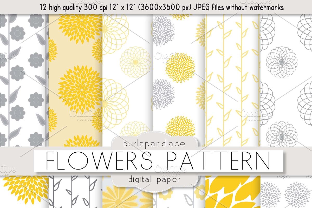 Flower yellow/grey pattern