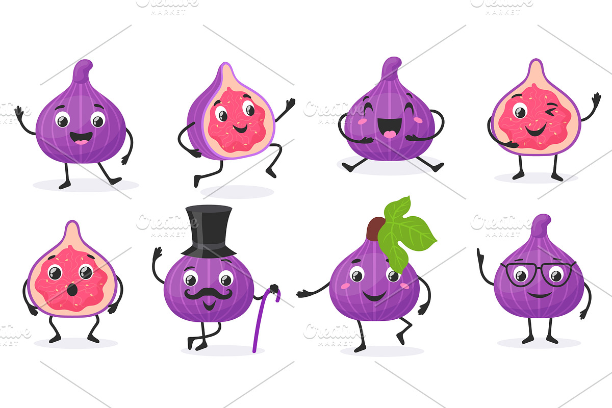 Fig characters. Cartoon figs cute, a Food Illustration by Stock-Smart-Start