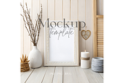 Rustic Boho Frame Mockup with Decor, a Product Mockup by MockupWizard (Thumbnail 1 of 5)