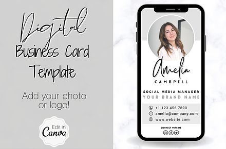 Digital Business Card Template, a Business Card Template by Templatables