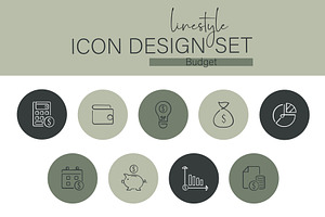 Linestyle Icon Design Set Budget, an Outline Icon by pepulousdsg