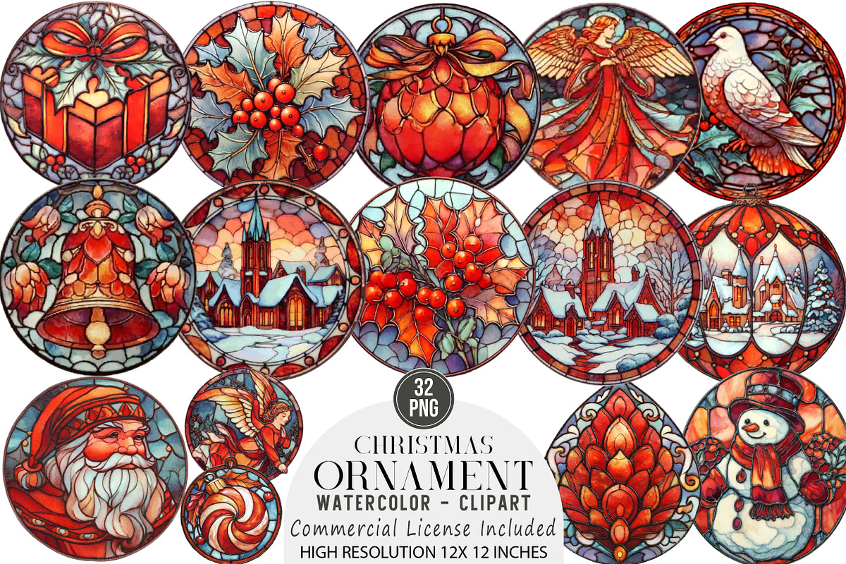 Christmas Ornament Clipart, an Illustration by DreamArtGraphic (Photo 1 of 5)