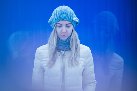 Portrait of young woman stock photo containing background and winter