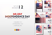 4th July. 12 banners and posters., a Social Media Template by Leo Edition (Thumbnail 1 of 12)