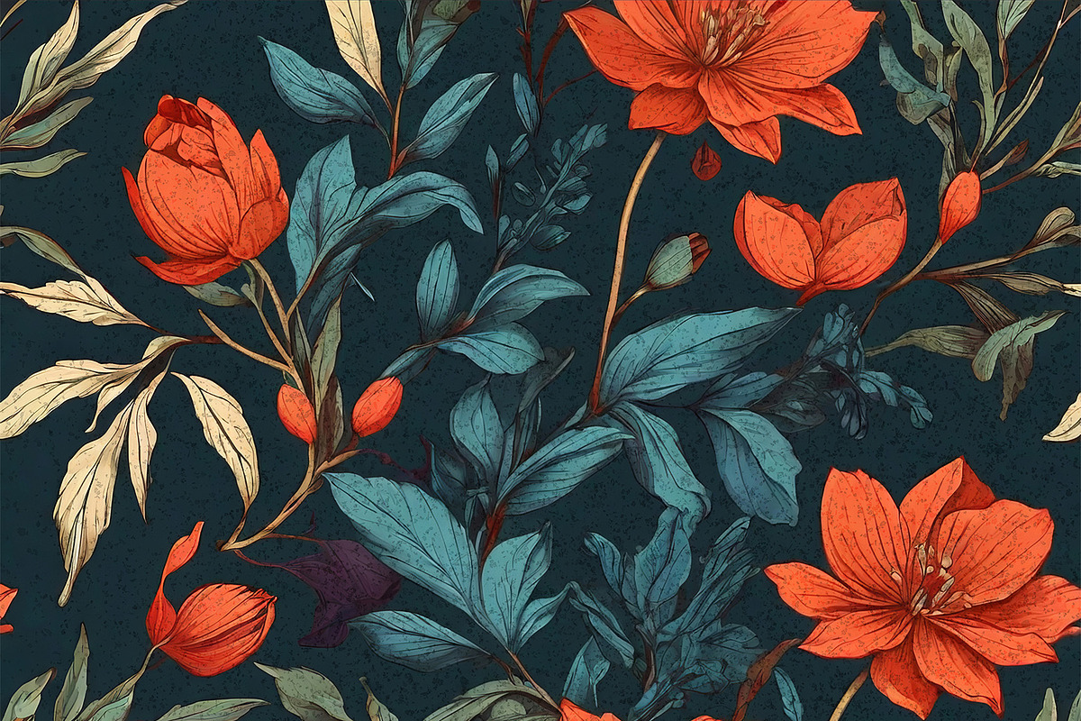 Vintage Botanical Floral Patterns, a Decorative Illustration by StockVerse Creative (Photo 3 of 4)