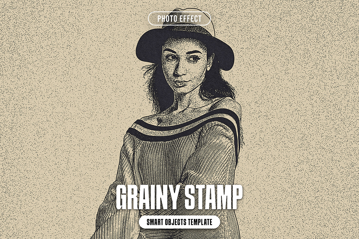 Grainy Stamp Photo Effect, a Layer Style Add-On by iDoodle Studio (Photo 1 of 5)