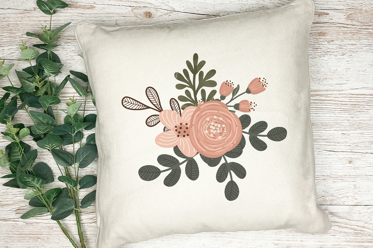 Pink Floral Clipart & Seamless Paper, an Illustration by illuztrate (Photo 4 of 6)
