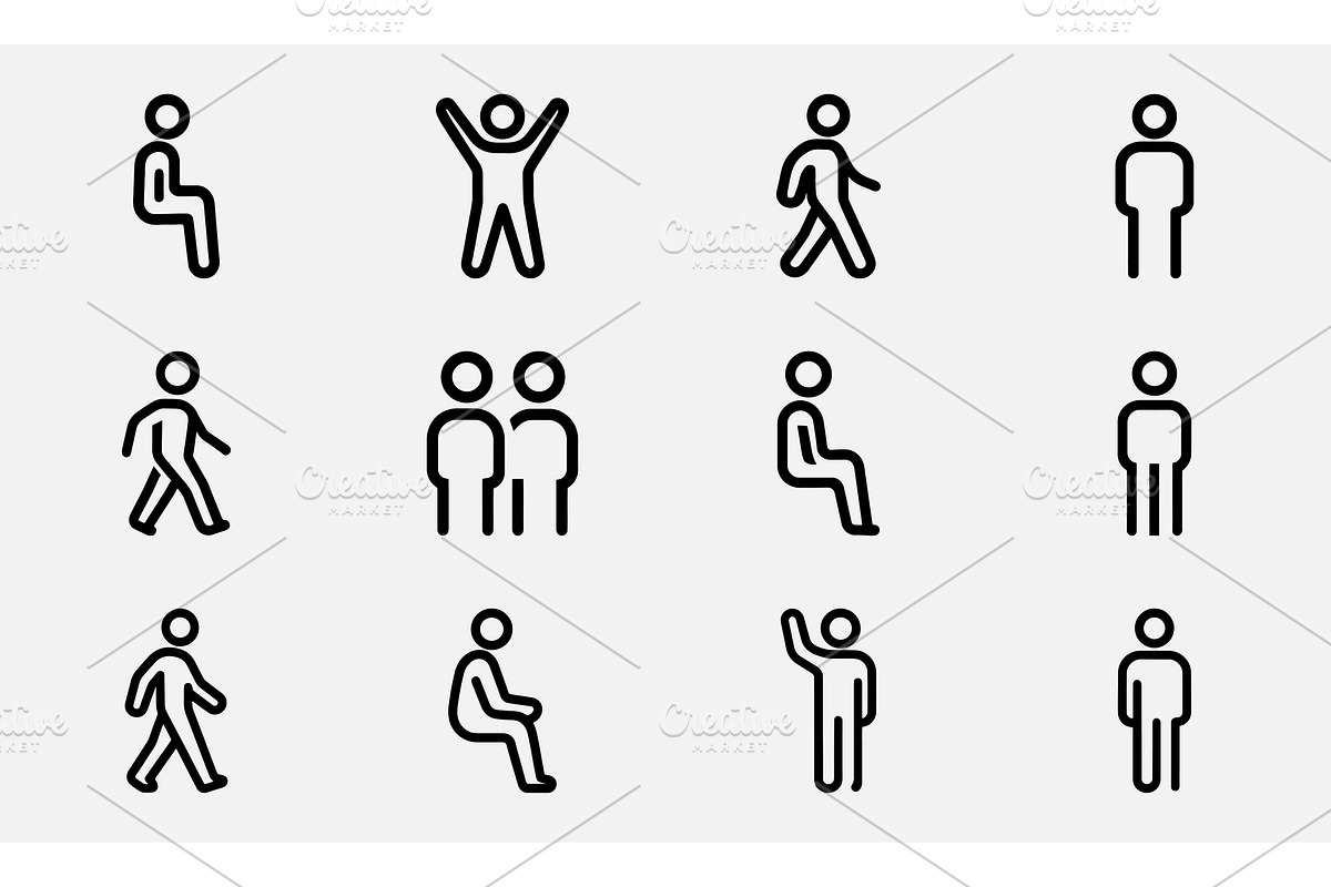 People symbols and stick figures, an Outline Icon by Vectorium Studio