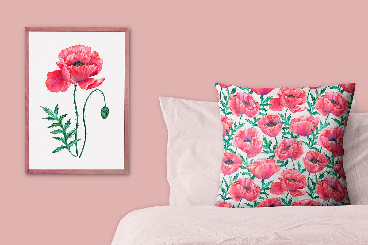 Watercolor poppies, an Illustration by TaityG (Photo 7 of 7)