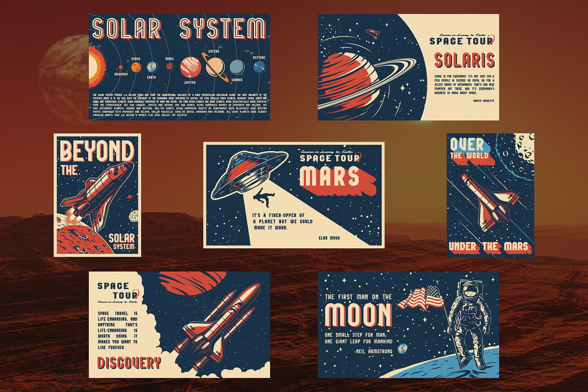 18 Retro Space Posters, a Brochure Template by DGIM studio (Photo 2 of 5)