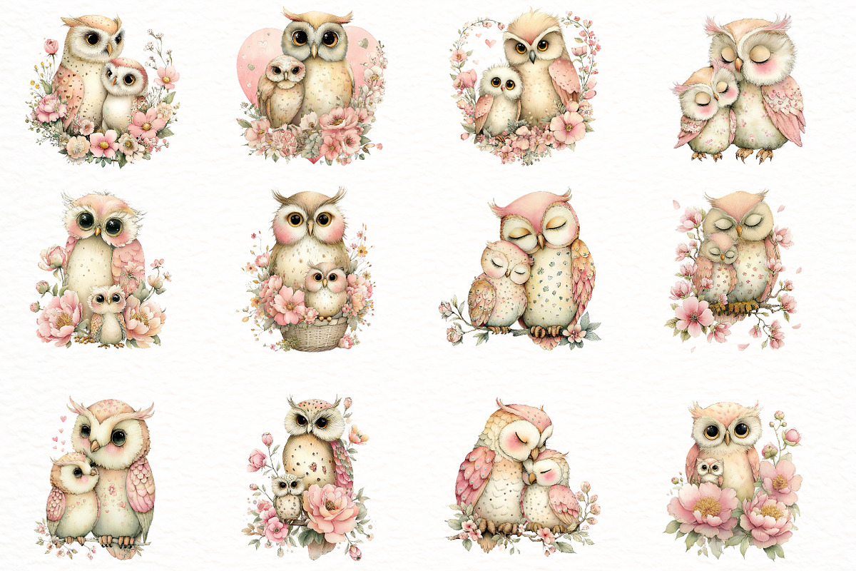 Whimsical Mother's Day owl Clipart, an Illustration by Designworld (Photo 4 of 7)