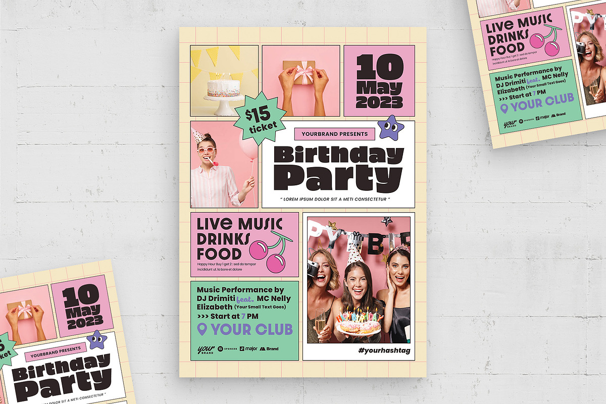 Y2K Birthday Party Flyer Templates, a Flyer Template by BrandPacks (Photo 1 of 4)
