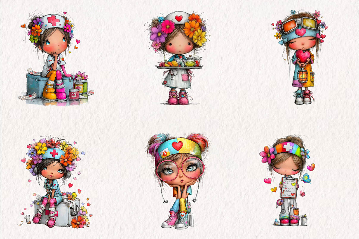 Whimsical Nurse Girl clipart, a Seasonal Illustration by CreationArt (Photo 4 of 7)