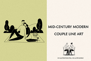 Mid-Century Modern Couple line Art, a Person Illustration by 3d_model_tifotizi