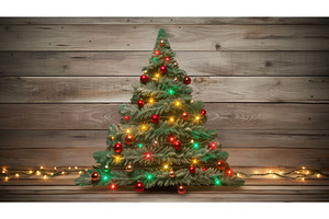 green christmas lights wooden, a Holiday Photo by pikepicture