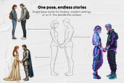 65 Couple Poses • Procreate Stamps, a Brush Add-On by Selentaori Studio (Thumbnail 7 of 10)