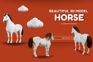 Beautiful 3D Model, Horse With Hairs