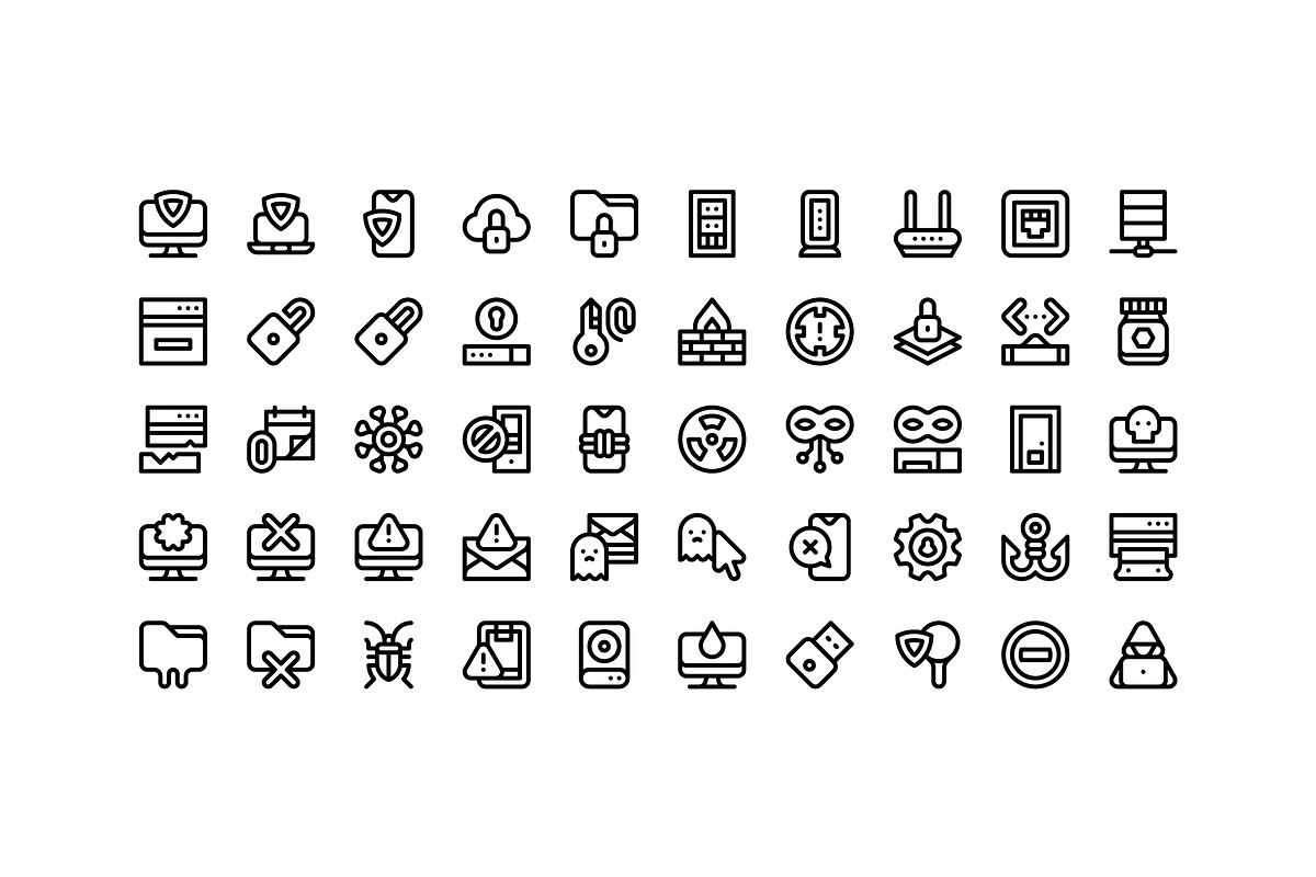 50 Cybersecurity Icons, an Outline Icon by Side Project (Photo 2 of 7)