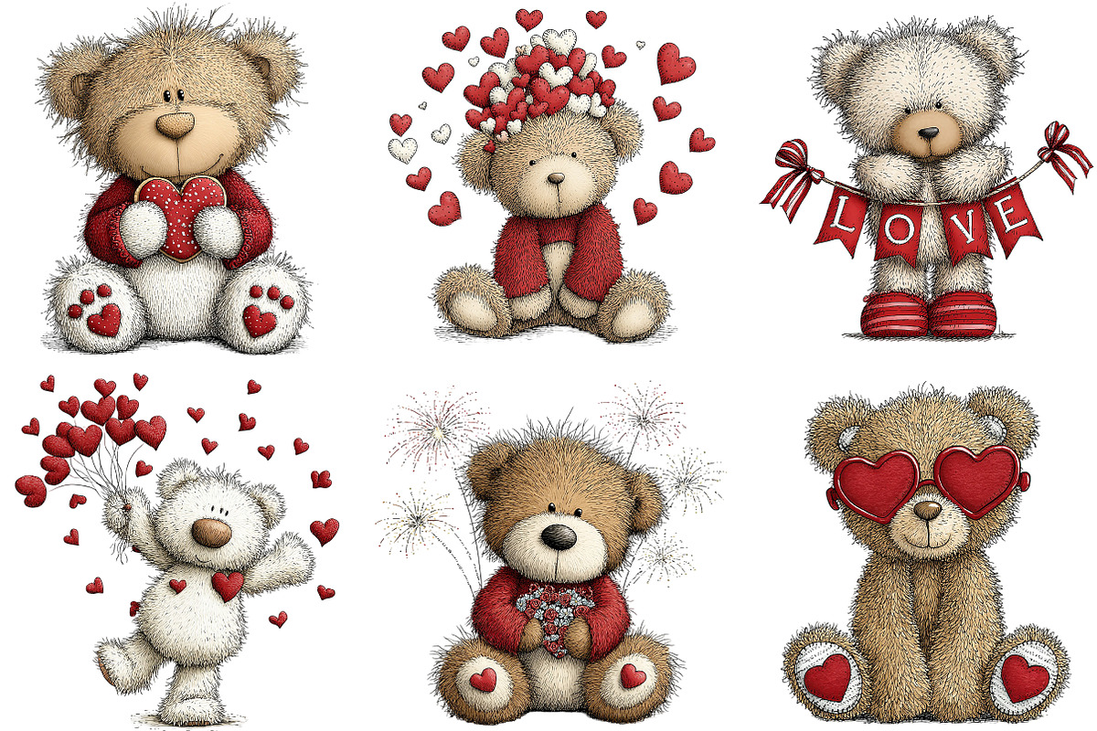 Valentines Teddy Bear Clipart, an Illustration by Craft Nest (Photo 11 of 11)