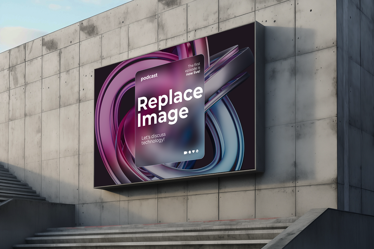 Stairs Billboard Mockup Template, an Advertising Mockup by GearShift (Photo 1 of 4)