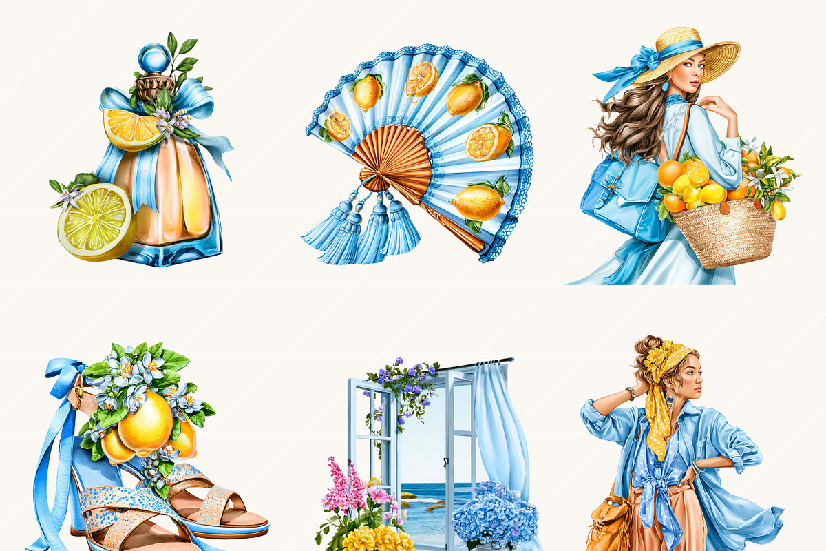 Mediterranean Summer Girl Clipart, a Person Illustration by BusyDaydesign (Photo 3 of 9)