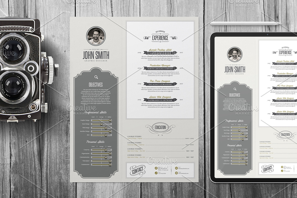 Retro Resume Template, a Resume Template by Easybrandz (Photo 3 of 4)