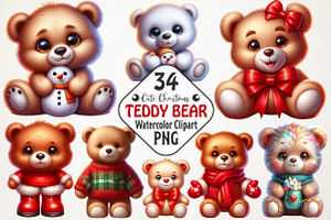 Cute Christmas Teddy Bear Sublimatio, an Illustration by RobertsArt