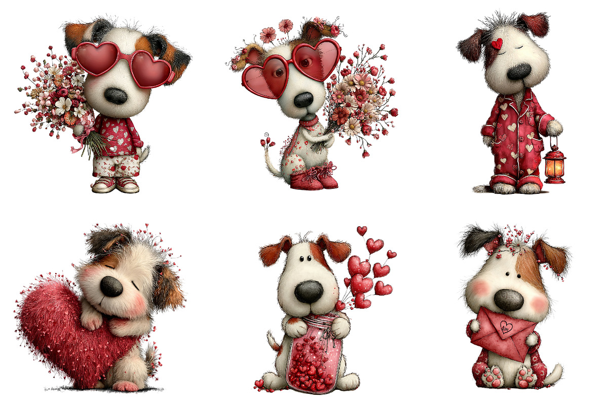 Quirky valentine dog clipart, an Illustration by CreationArt (Photo 4 of 6)