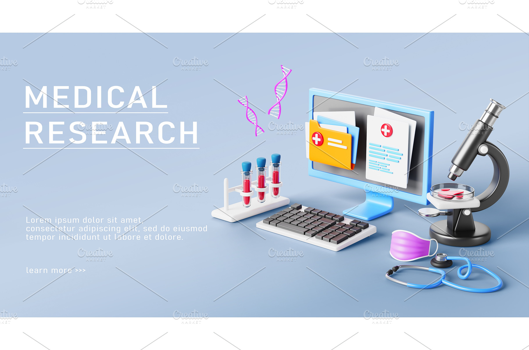 3d medical research banner. Medicine, a Technology Photo by Marozhkastudio