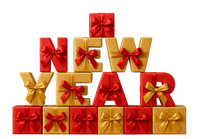 New year text made of red and gold g, an Illustration by Dvoevnore photos
