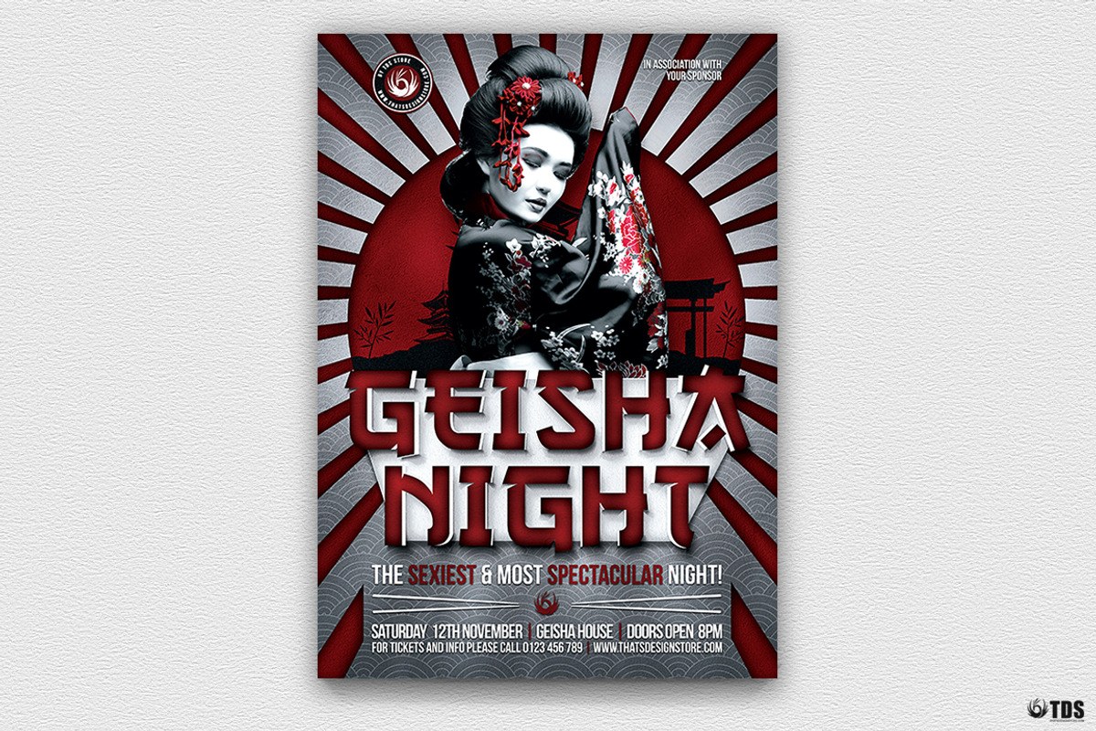 Geisha Night Flyer Template V6, a Flyer Template by ThatsDesignArt (Photo 1 of 7)