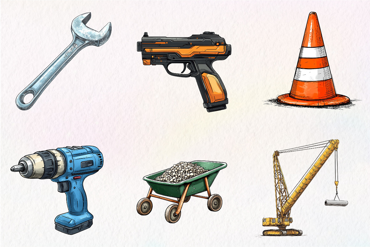 Watercolor Construction Clipart Bund, an Illustration by CreationArt (Photo 2 of 5)