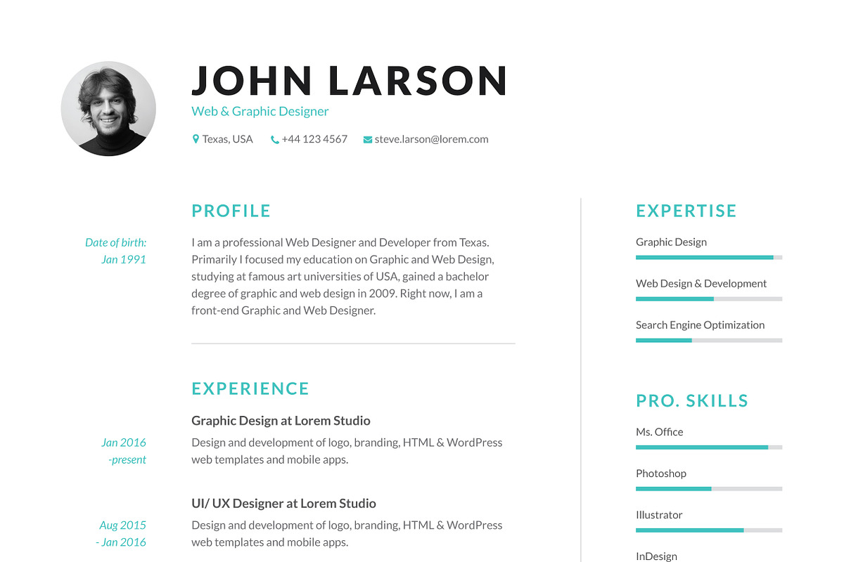 Clean Resume, a Resume Template by GraphicaShop (Photo 4 of 5)