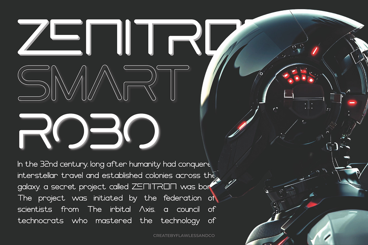 Zoqula – Futuristic Font, a Font by Flawless And Co (Photo 3 of 10)