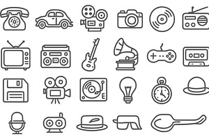 Line icons representing various, a Technology Illustration by ZinetroN