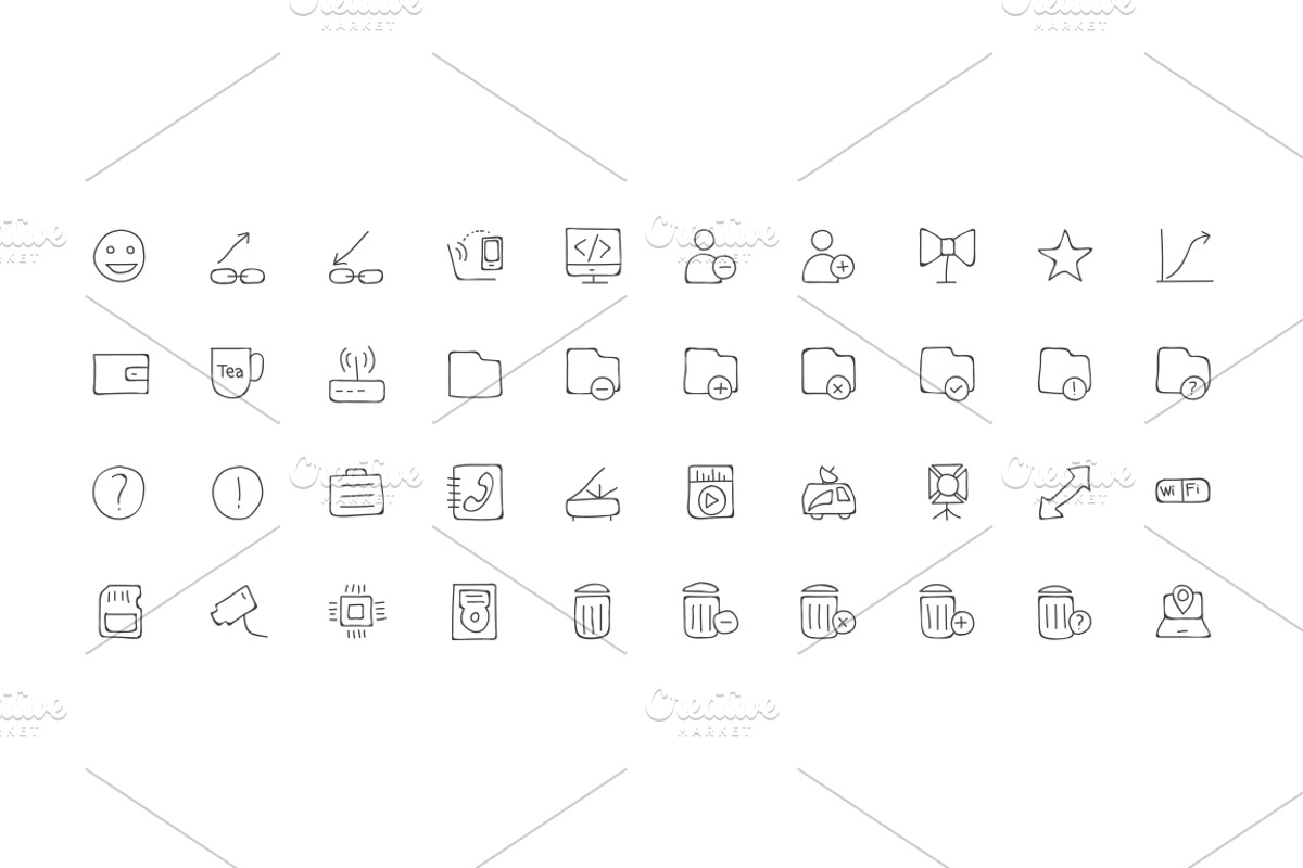 170 Media Hand Drawn Doodle Icons preview 4