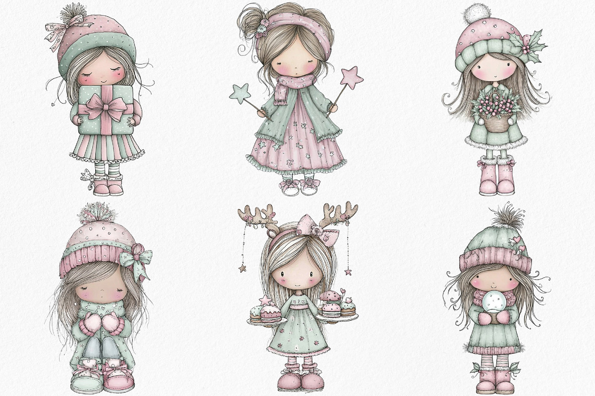 Christmas Little Girl Clipart Bundle, an Illustration by Canvas Craft (Photo 2 of 8)
