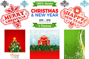 Christmas and New Year Backgrounds, a Decorative Illustration by TAlex