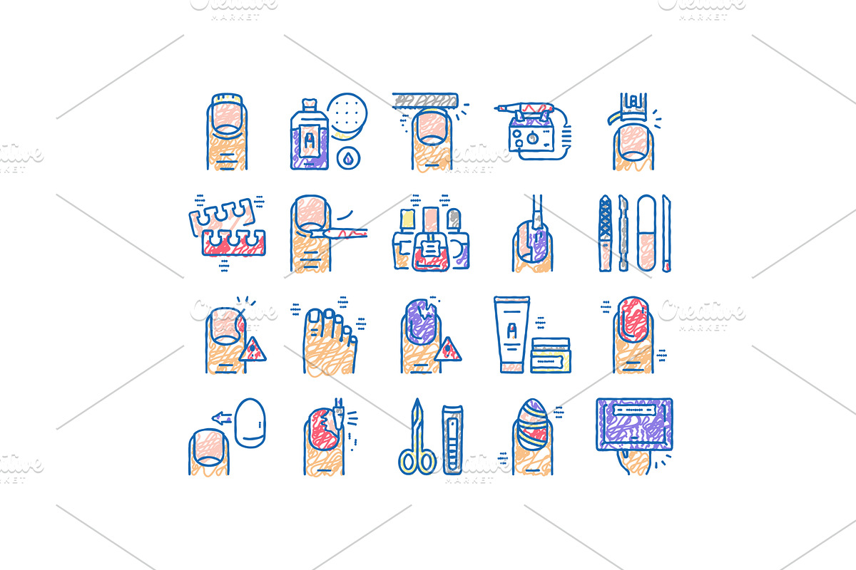 Manicure And Pedicure set Icons hand, an Object Illustration by pikepicture