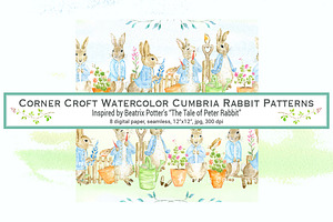 Watercolor Cumbria Rabbit Patterns