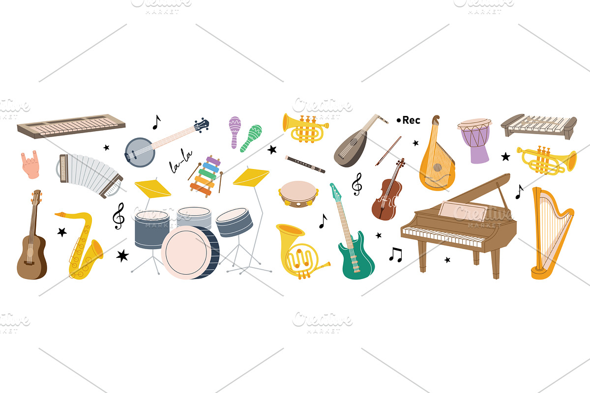 Musical instruments kit. Musical, an Object Illustration by GraphiShop