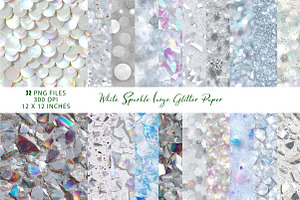 White Sparkle Large Glitter Paper, a Pattern Graphic by CreationArt
