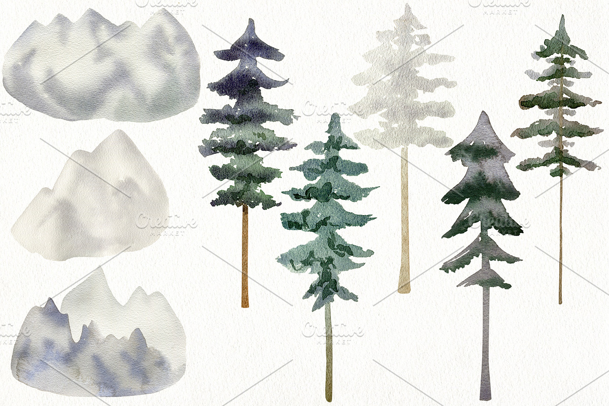 Watercolor forest., an Animal Illustration by TaPilipa (Photo 3 of 10)