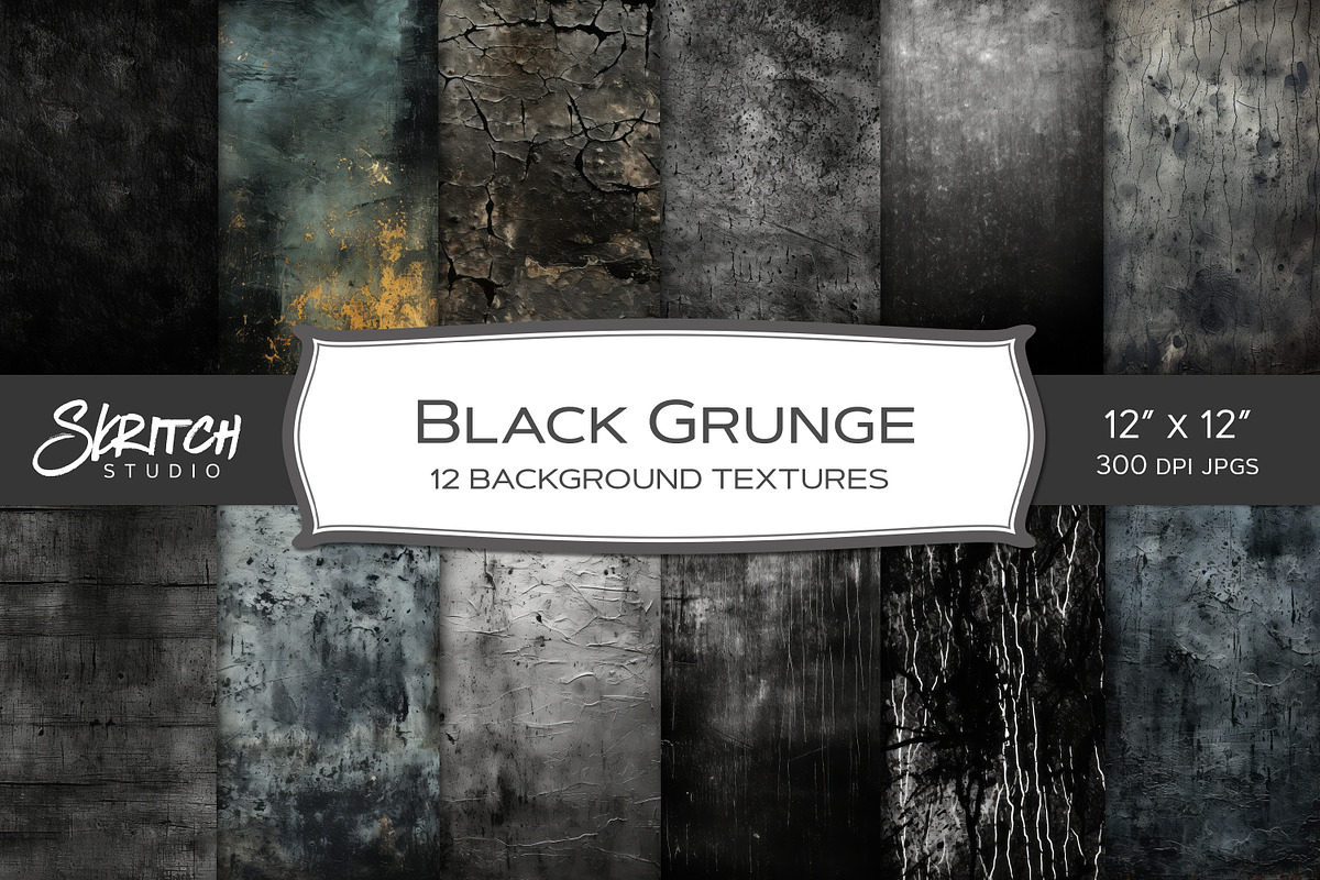 Black Grunge Backgrounds, a Background Graphic by Skritch Studio (Photo 2 of 5)