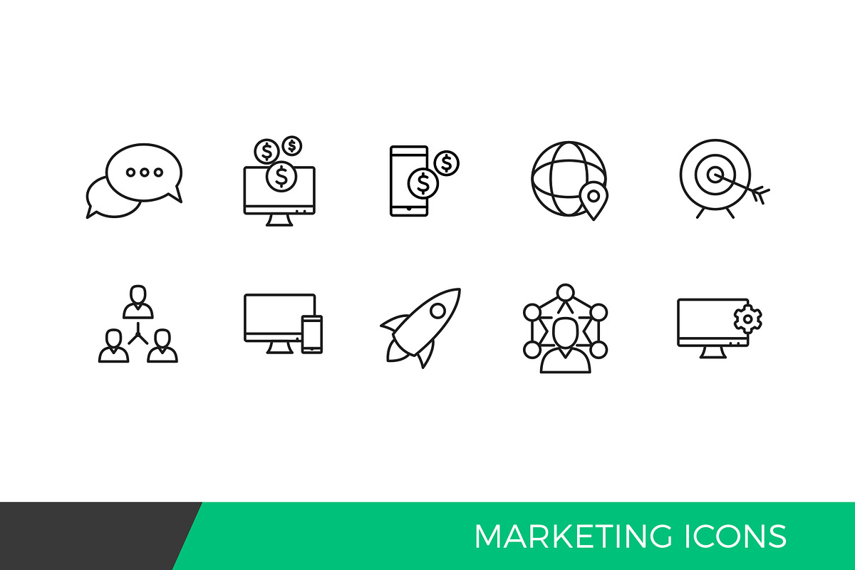 Linear Internet Marketing Line icons, an Outline Icon by Woo Graphics (Photo 2 of 2)