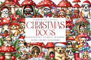 Watercolor Christmas Dog Clipart, an Illustration by SinaCreation (Thumbnail 1 of 7)