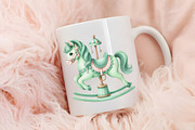 Green Nursery Carousel Horses Clipar, an Illustration by RobertsArt (Thumbnail 5 of 7)