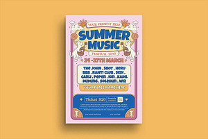 Pink Summer Music Festival Flyer, a Flyer Template by megarez